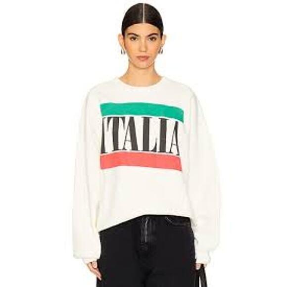 NWT Free People DAYDREAMER OVERSIZED M Italia Graphic Cotton Sweatshirt - Picture 2 of 7